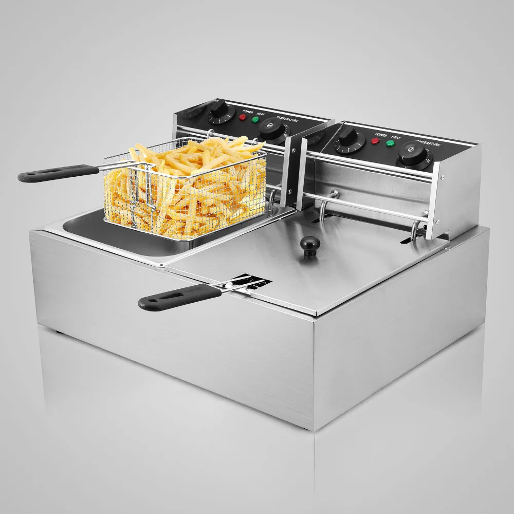 

5000W 20L Commercial Deep Fryer Electric Double Basket Benchtop Stainless Steel