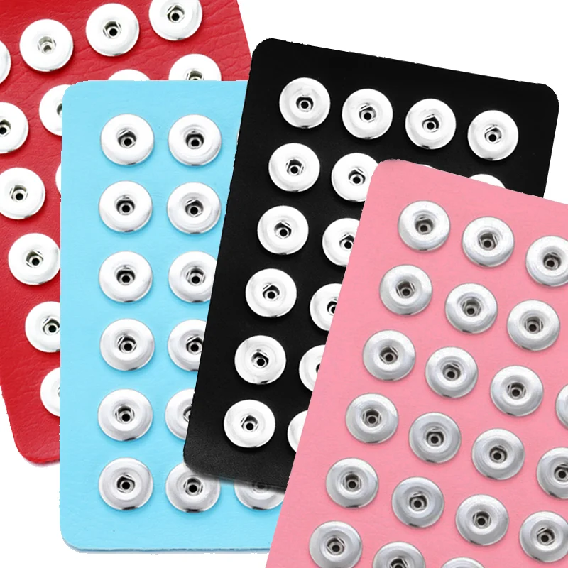 

24pcs Convenient and Portable Black Genuine PU Leather Display for 18mm Snap buttons jewelry Free Shipping XH791