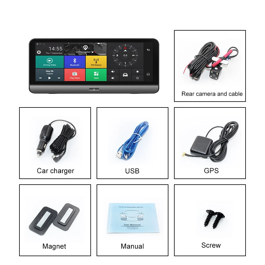 8 pulgadas 4G Wifi Android 5,1 Touch IPS Bluetooth grabador de vídeo Dash Cam FHD 1080 P de doble lente de navegación monitorización de aparcamiento GPS DVR 8 pulgadas 4G Wifi Android 5,1 Touch IPS Bluetooth grabador de vídeo Dash Cam FHD 1080 P de doble lente de navegación monitorización de aparcamiento GPS DVR