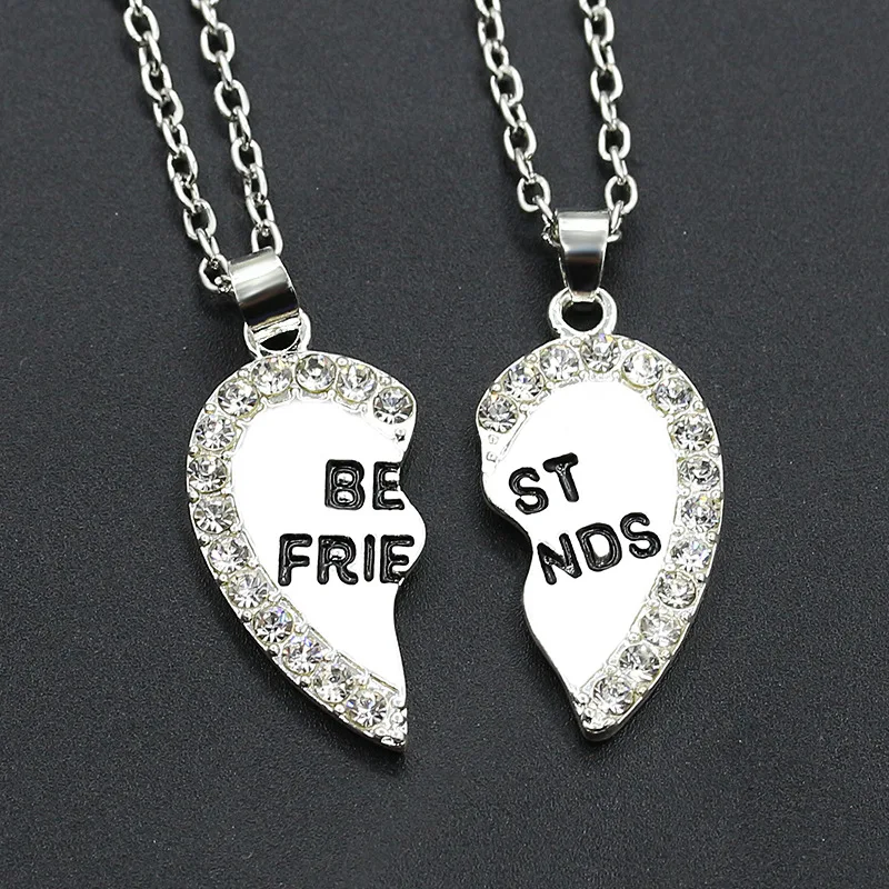 1 Coppia Donna Uomo Best Amici Pendenti Con Gemme E Perle Oro Argento Collana Bff Best Friends Forever Bff Due Del Rhinestone Del Cuore Dei Monili Di Coppia Couples Jewelry Bff Necklacebest Friends Forever