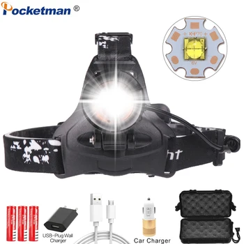 

Powerful LED headlight XHP70 Zoomable Headlamp Waterproof Head Torch XHP70 XHP50 Head Light Head Flashlight with 18650