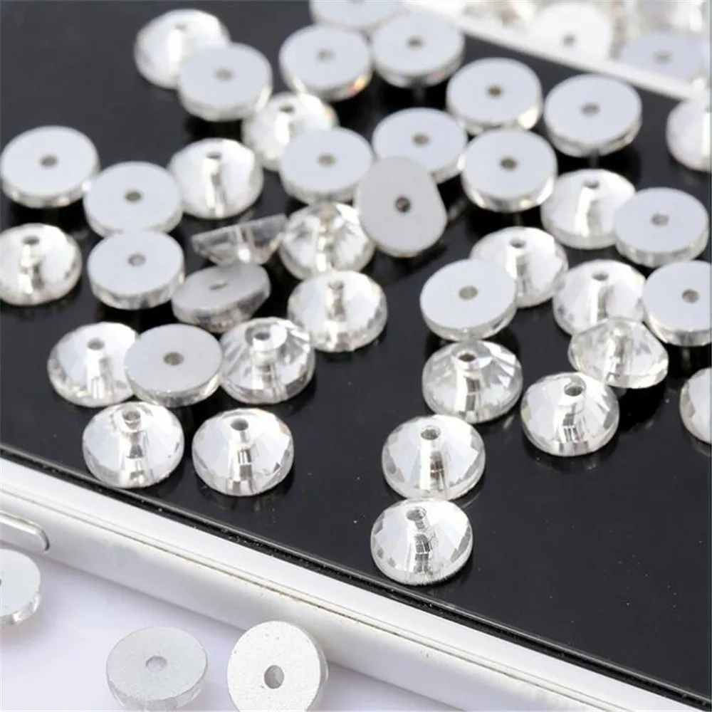 

Round Sew On Crystal Rhinestone Crystal Clear Bling DIY Flatback One Hole in Middle Crystal Stone Wedding Clothing Decoration