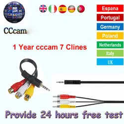 Cccam Испания кабель 1 год для спутникового ТВ ресивера 7 Clines wifi FULL HD DVB-S2 поддержка Испания cline ресивер спутниковый с сам-шиной