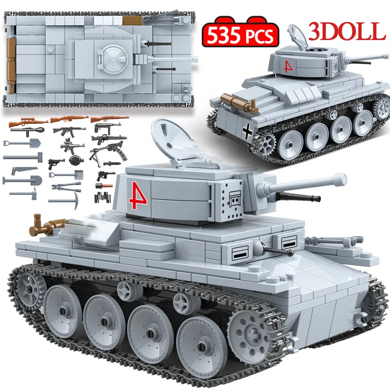 Günstige 535 stücke Military LT 38 Deutsch Licht Tank Bausteine Für Legoingly Armee WW2 Tank Soldat figuren Ziegel Spielzeug Für Kinder