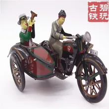Антикварная оловянная Игрушка заводные игрушки металлический ремесленный робот коллекция mkd3 реквизит для фотосъемки Рождественский подарок 3 колеса мотоцикл