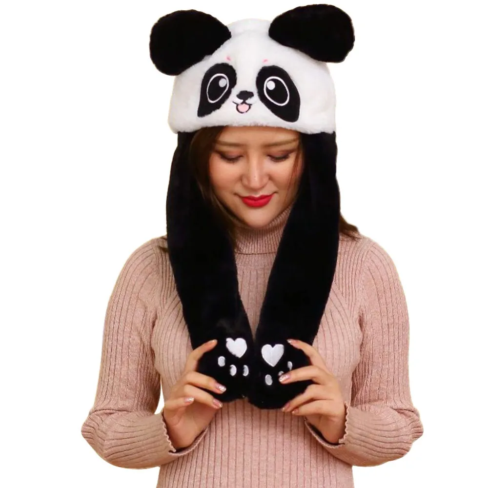 

Plush Animals Panda Christmas Rabbit Hat Ear Moving Jumping Hat Toys Plush Cap Gift for Girl Kids Plush Toys