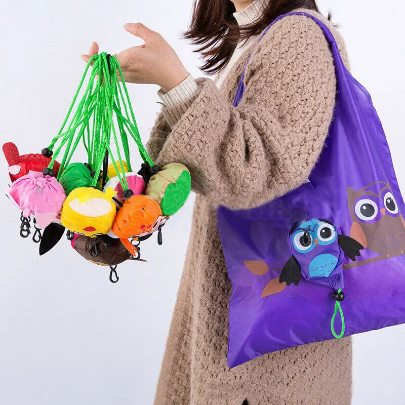 2019 New Foldable Handy Shopping Bags Reusable Tote Pouch Recycle Grocery Travel Storage Shopping Carry Shoulder Bags