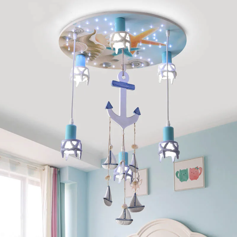 Modern Wood Ship Anchor Ceiling Light For Nursery Boy Children Anchor Ceiling Light For Nursery Boy