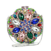 Цветок Форма многоцветный кристалл алмаза клатч вечерние клатчи женские сумки-клатчи(8795A-GB