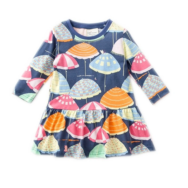 2 7 歳の女の子長袖春秋 100 綿かわいい傘印刷カジュアルドレス子供服kf051 Dresses Aliexpress