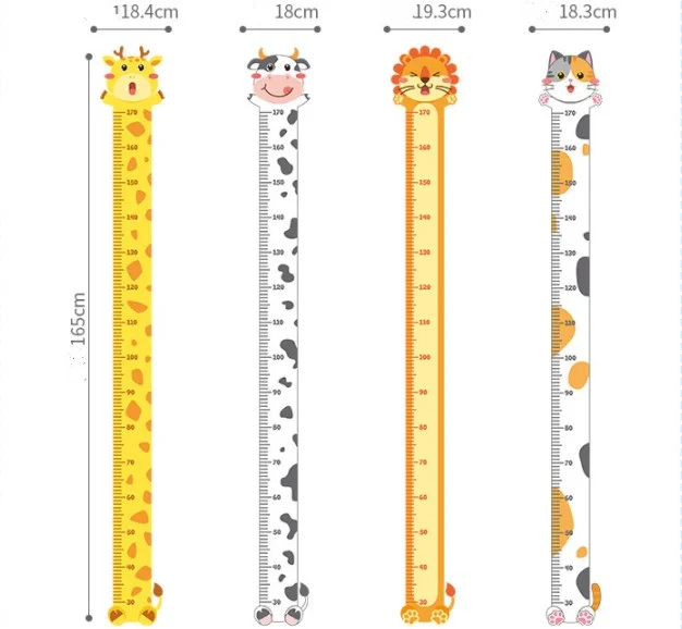 Мультфильм Животные стикер на стену для детей комнаты Лев Слон высота измерения роста диаграмма детской комнаты Декор стены искусства