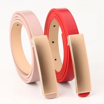 

Classic Thin Straps Waistband For Women Luxury Metal Buckle Women Belts Fashion Faux Leather Apparel Accessories Dress Straps