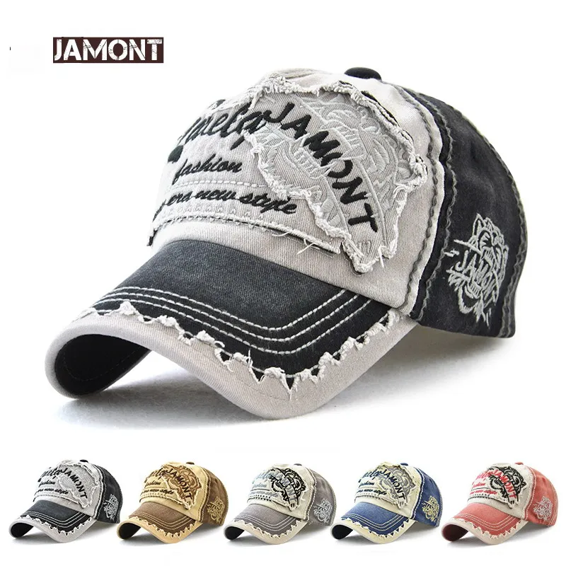 JAMONT 2018 New Baseball Cap Men Women Hat Snapback Caps Gorras Cotton Patch Distressed Trucker Hat Unisex Visor Casquette