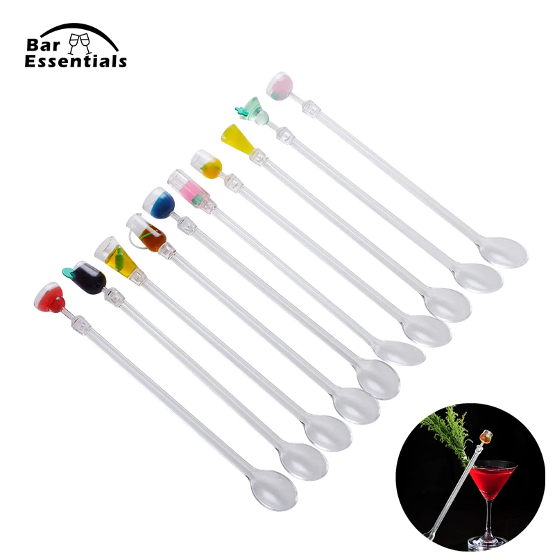 

10pcs 23cmCute Cocktail Drink Mixer Bar Puddler Muddler Stirring Mixing sticks Ladle Stirrer Swizzle Sticks Cocktail Picks