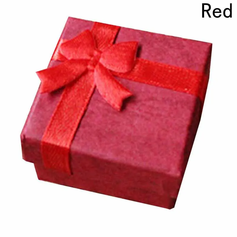 Подарочные коробки, браслет, Ювелирное кольцо, серьги, часы, подарочная картонная коробка, чехол с бантом, ювелирная коробка, посылка, органайзер для макияжа 4X4X3cm - Цвет: RD
