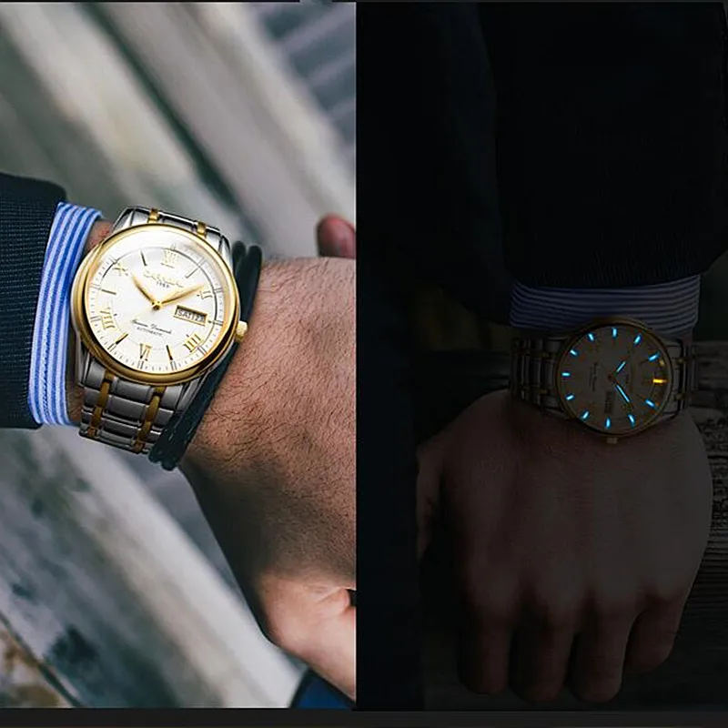 Часы мужские механические с двойным календарем и автоподзаводом|hombre|hombre reloj |