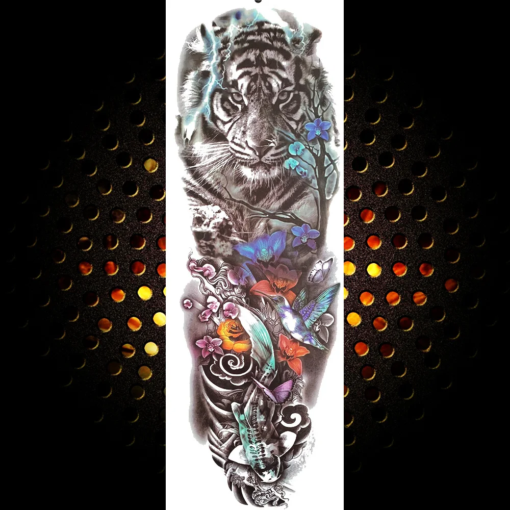 BAOFULI Водные Переводные поддельные полные руки ноги временные татуировки для женщин мужчин Тигр хна тату боди-арт розы цветок татуировки наклейки