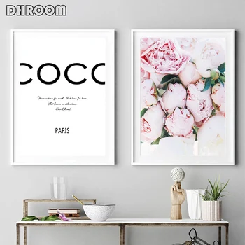 

Fashion Blush Pink Wall Art Peonies Print Coco Quote Poster Inspirational Canvas Picture Painting Living Room Bedroom Decor