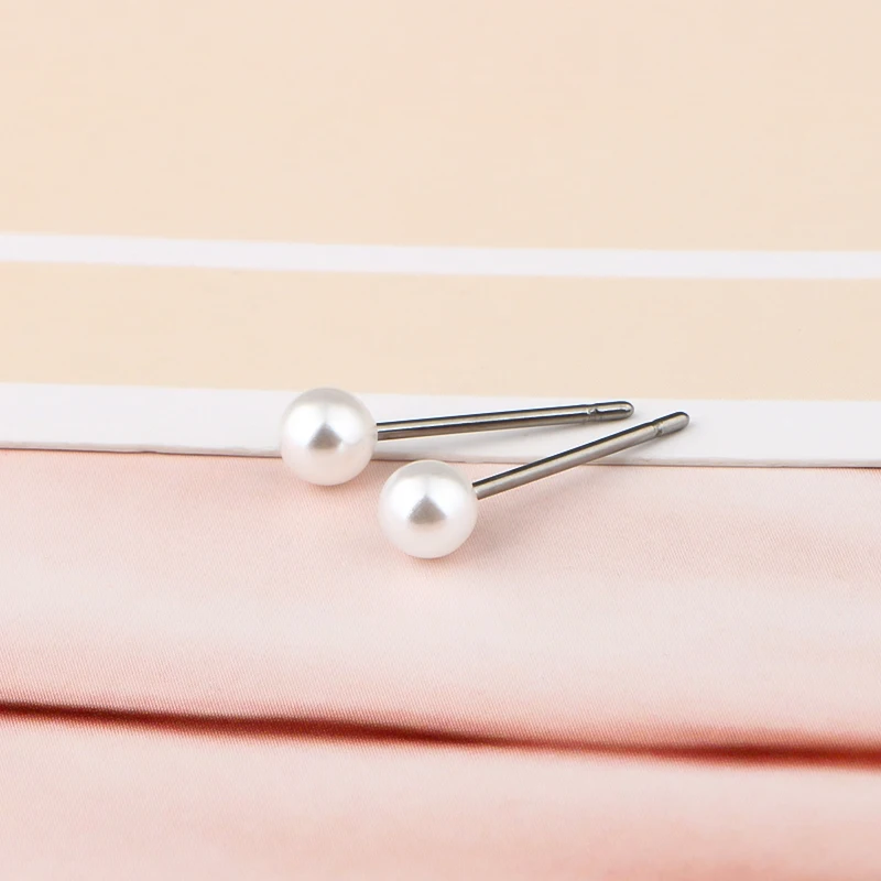 CHUKUI Wholesale Kolczyki Kids Imitation Pearl Earrings Girls Stainless Steel Stud Earrings Hypoallergenic Jewelry (12)