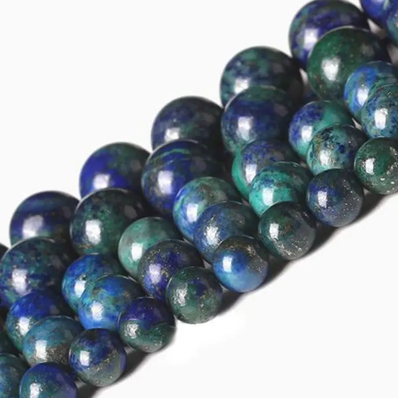 4 14mm Natural Round Blue & Green Lapis Lazuli Stone Beads For Jewelry