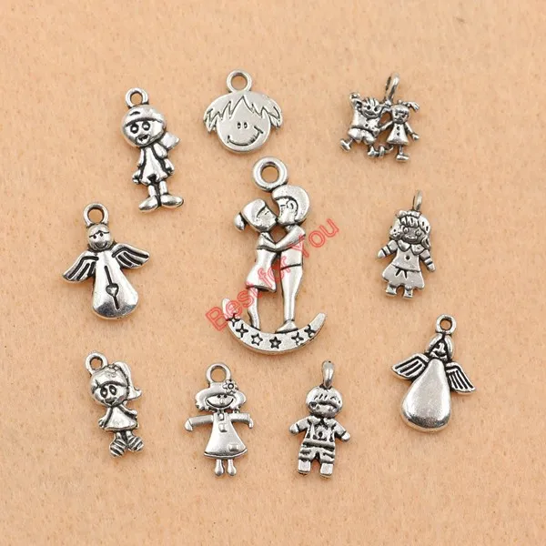 KJjewel тибетские посеребренные подвески в виде Луны звезды девушки ангела модные