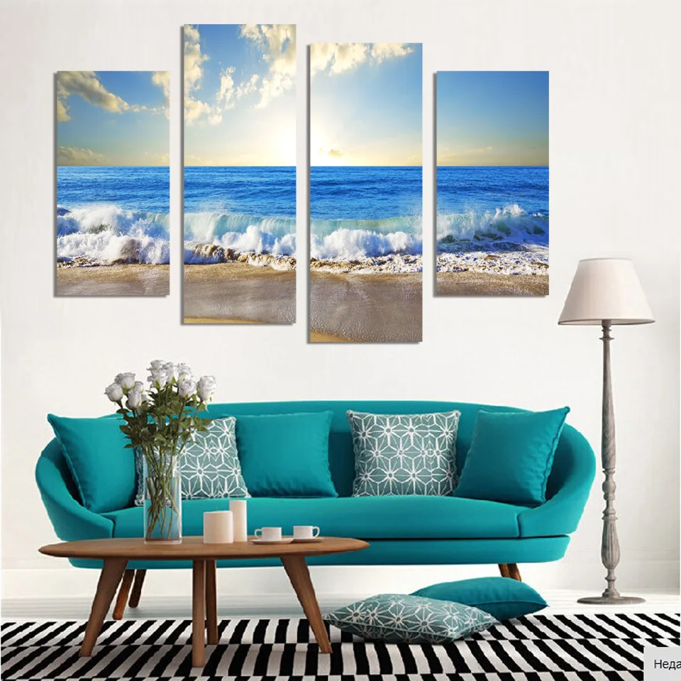 Painting 4 Panel Modern Wall Art Home Decoration Frameless Painting