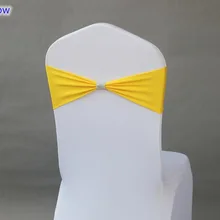 Желтый Цвет Подвязка из спандекса для стула ленты для свадебных стульев с блестящими пряжка на ремешке в середине лайкра стрейч свадьба стул створки