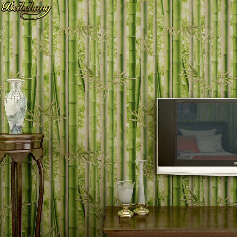 

beibehang Green bamboo forest wallpapers for living room mural Wall Paper Bedroom brown wall paper rolls home improvement