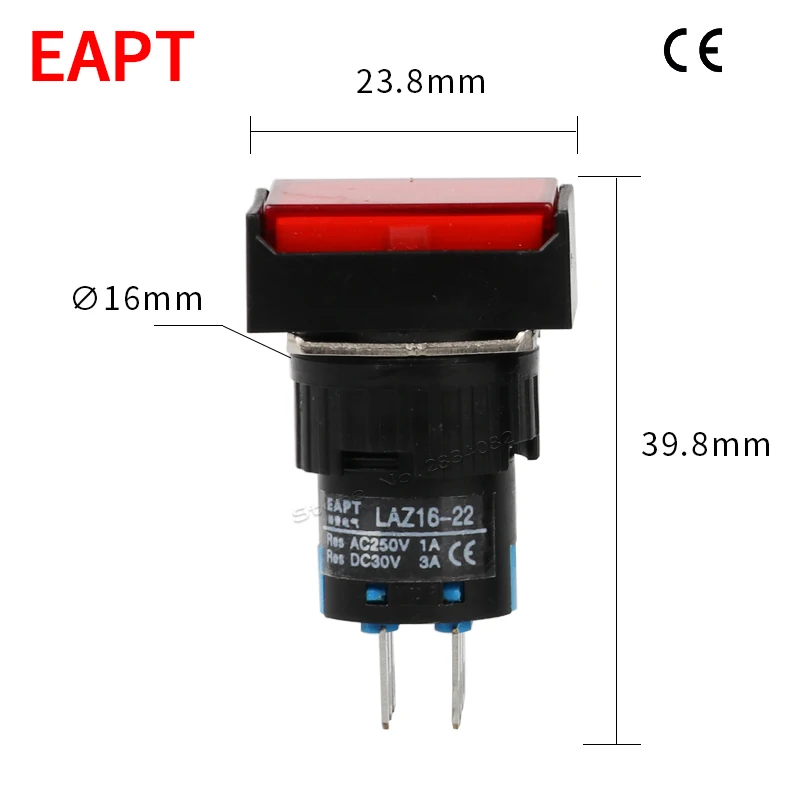 16mm momentary rectangular push button switch 2NO2NC self reset 6 pins