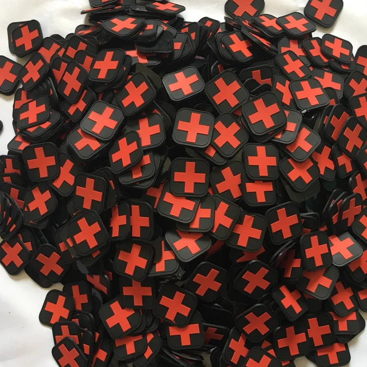 

4cm*4cm Outdoor Camping Tactical Medical Red Cross Loop Fastener Armband Red Cross SOS Sign Medical Aid Morale signal