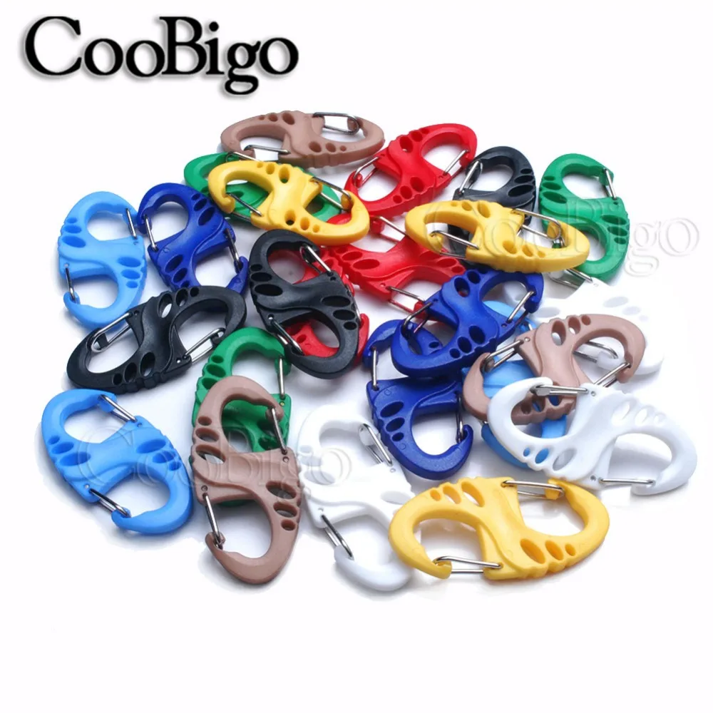 

5pcs Colorful 8 S Shape Snap Clip Carabiner Hook Outdoor Camping Tactical Backpack Buckle Quick Release Keychain Survival Kits