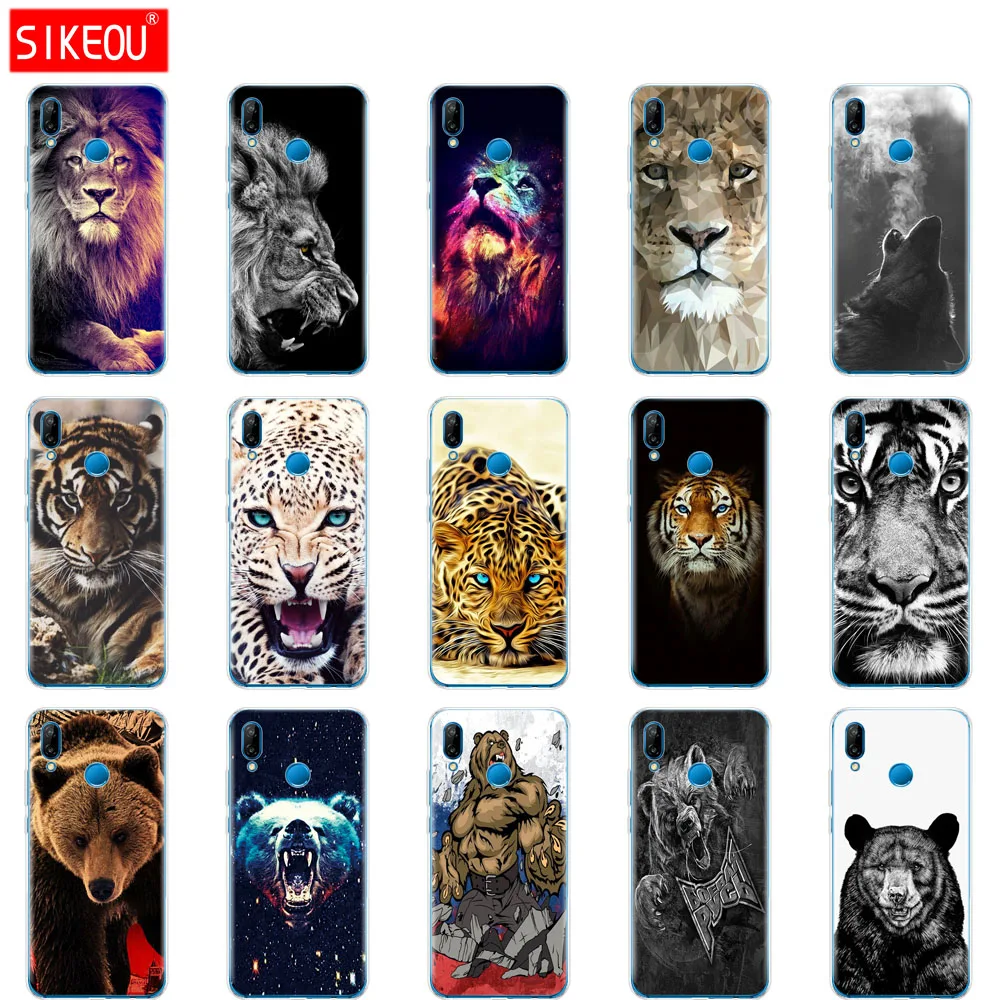 

Silicone phone Case For 5.84" Huawei P20 Lite Case for P 20 Lite Case Patterned back cover wolf tiger lion Leopard bear
