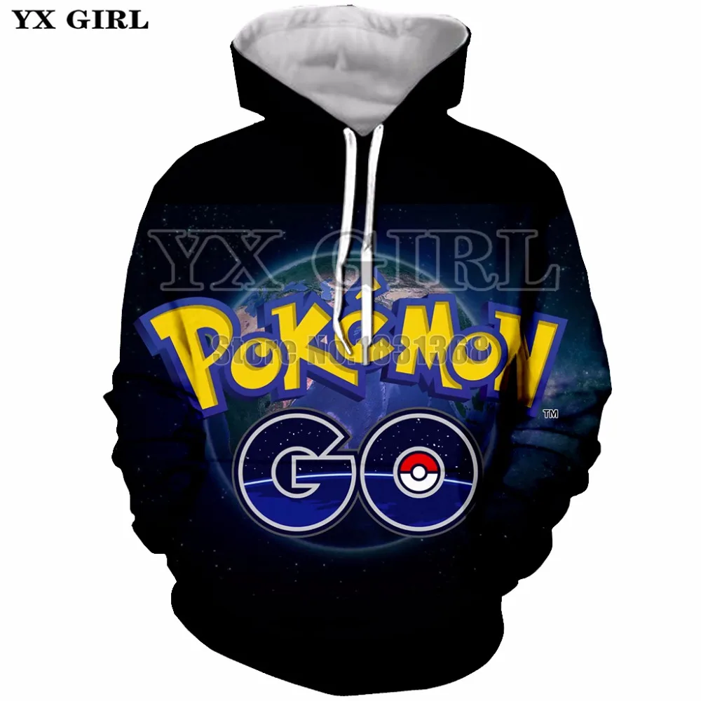 

YX GIRL Brand Pokemon 3d Hoodies Cartoon jumper Print Men Women Funny Hoody Sweartshirts Tracksuit Drop shipping