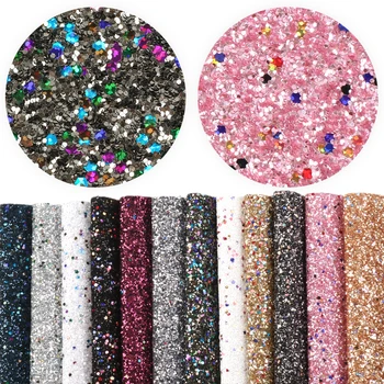 

David accessories 20*34cm Shiny Sequins Chunky Glitter Faux Synthetic Leather Fabric,DIY HairBow Bag Shoes Material,1Yc6315