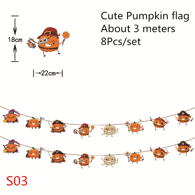 3 м украшения-ужастики для хеллоуина с тыквой флаг овсянка Реквизит Призрак баннер-гирлянда Аксессуары для празднования Хеллоуина