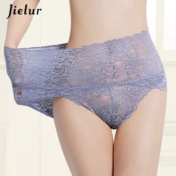

Jielur 10 Colors Lace Panties Floral Sexy Briefs for Women Underwear Ladies Lingerie High Waist Underpants M-3XL Black Pink Blue