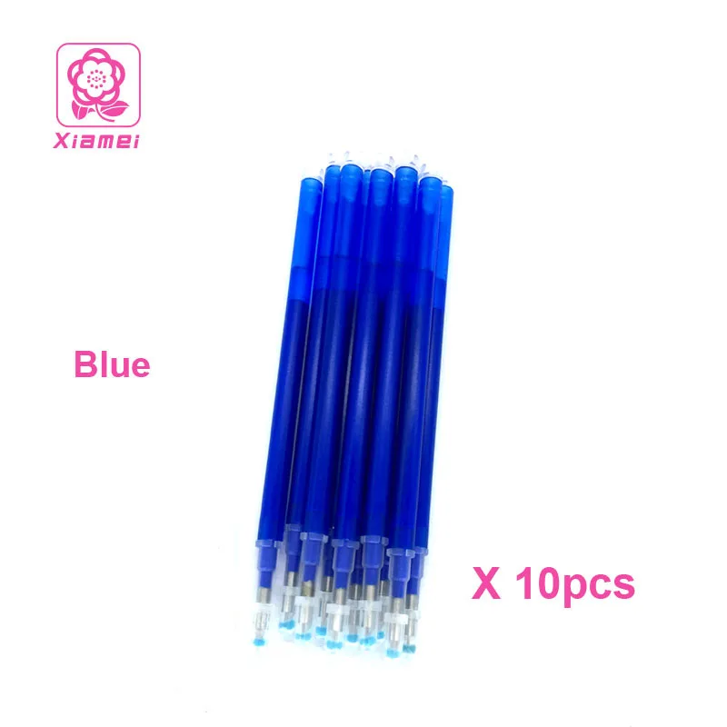 Blue Xiamei 10 шт стираемые заправки студенческие канцелярские принадлежности стираемые гелевые чернила ручка для заправки стираемая гелевая ручка для офиса школьные принадлежности - Цвет: Blue