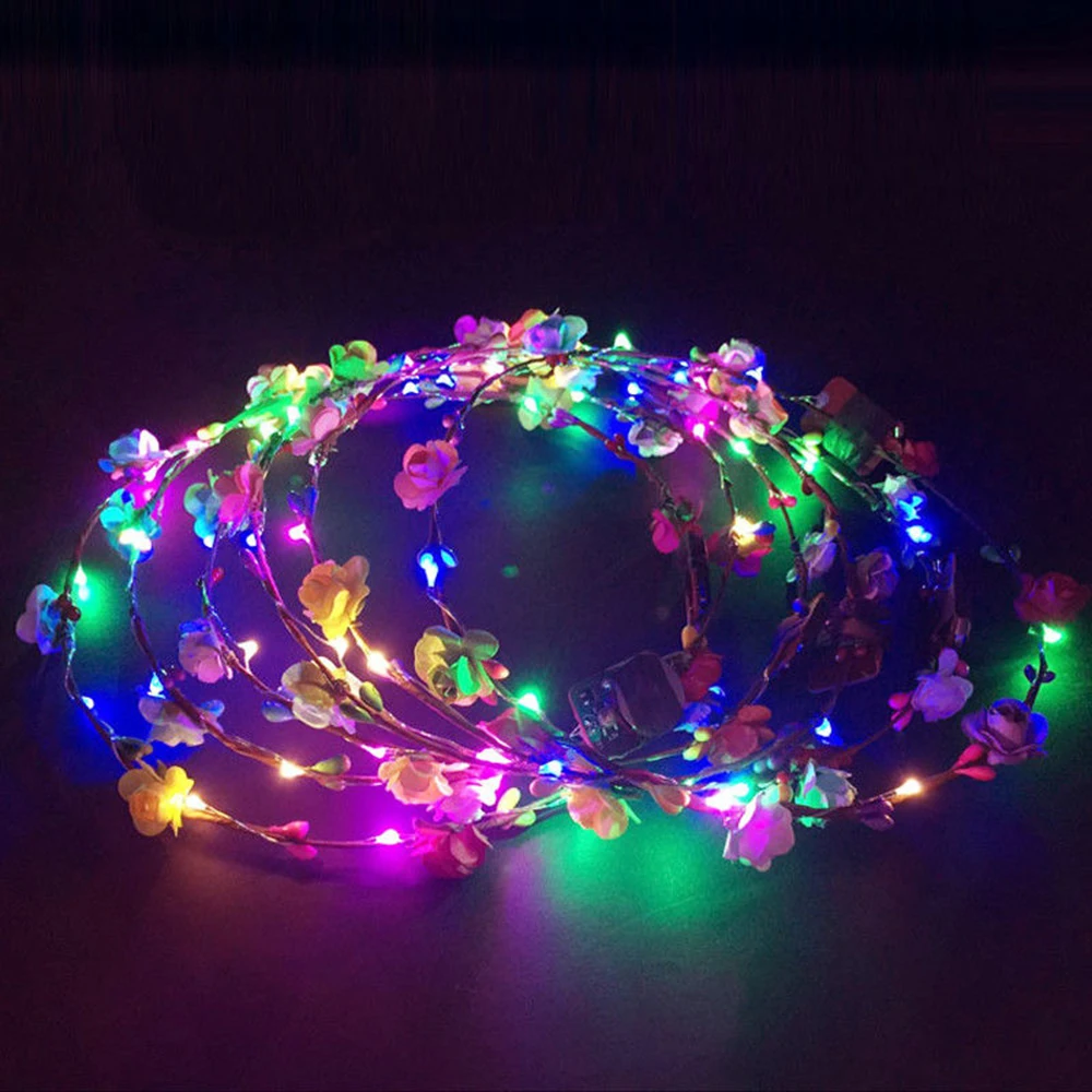 Flashing LED Glow Crown hair accessories Floral headband led Party
