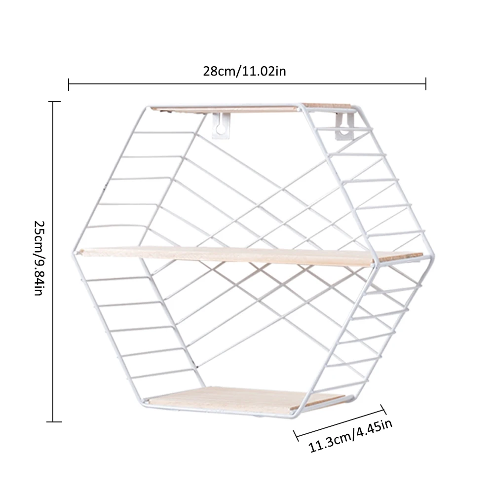 Скандинавский INS орнамент настенный стеллаж для гостиной инновационный Настенный декор металлическая проволока Шестигранная дизайнерская полка