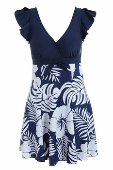 

Women's Halter Shaping Body One-Piece Swimsuit Plus Size Swimwear Navy Blue 5XL
