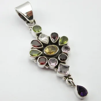 

Multishapes MULTISTONES Handcrafted Pendant 2.4" ! Bijoux