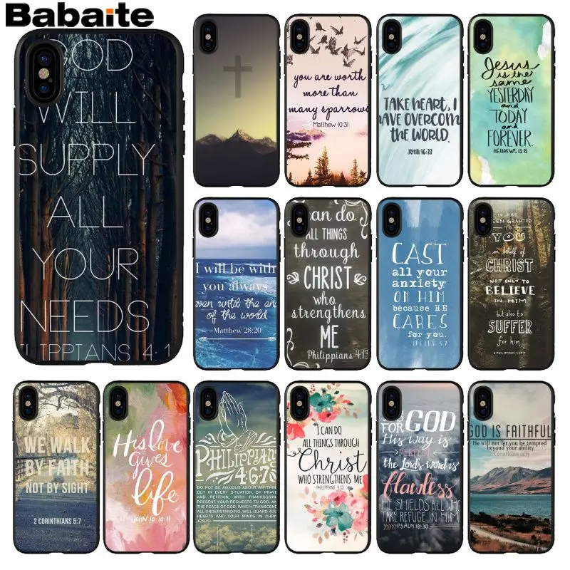 

Bbabaite Bible verse Philippians Jesus Christ Christian DIY Painted Phone Case for Apple iPhone 8 7 6 6SPlus X XS MAX 5 5S SE XR