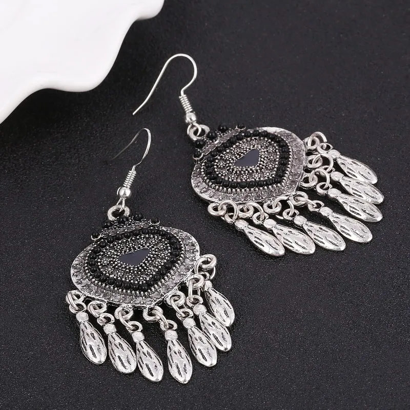 

2018 Retro New Bohemian Earrings Ethnic Big Tassel Enamel Vintage Earrings for Women Pendientes Mujer Moda Oorbellen Boucle