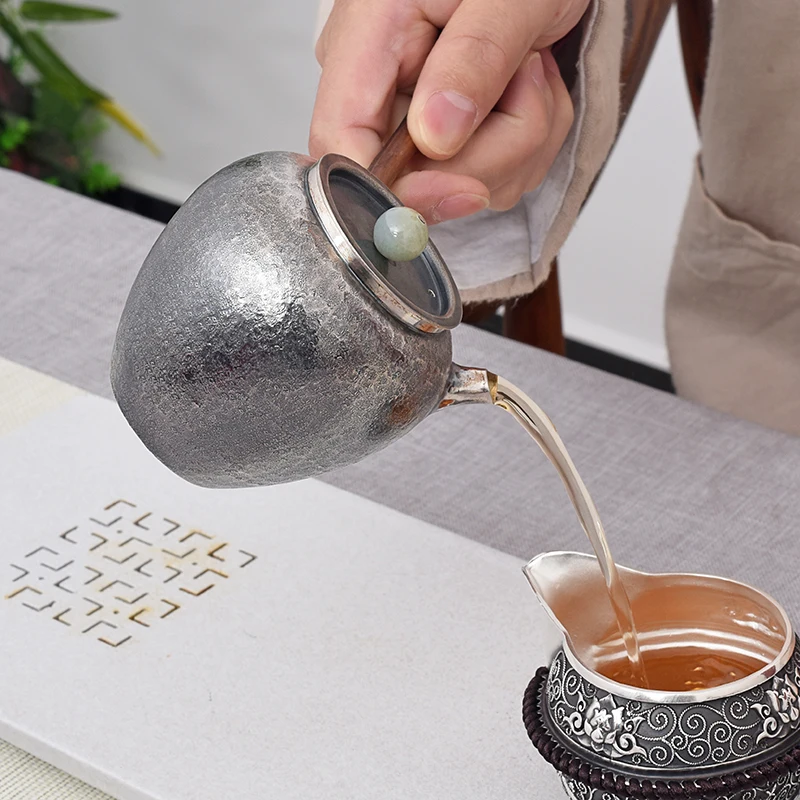  High grade Silver made Tea Kettle Vacuum Thermos cup Coffee cup Kung Fu Tea gift for family and fri - 1000007934503