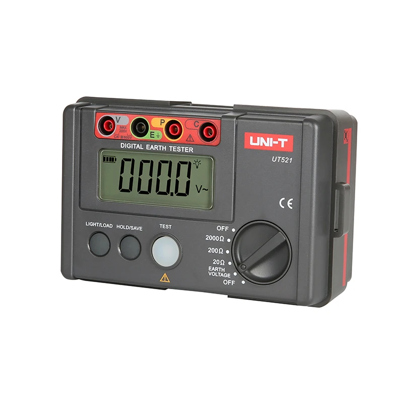 

UNI-T UT521 Earth Ground Resistance tester 0-2000ohm 2000 count ohmmeter AC earth voltmeter Data hold with Low Voltage Display