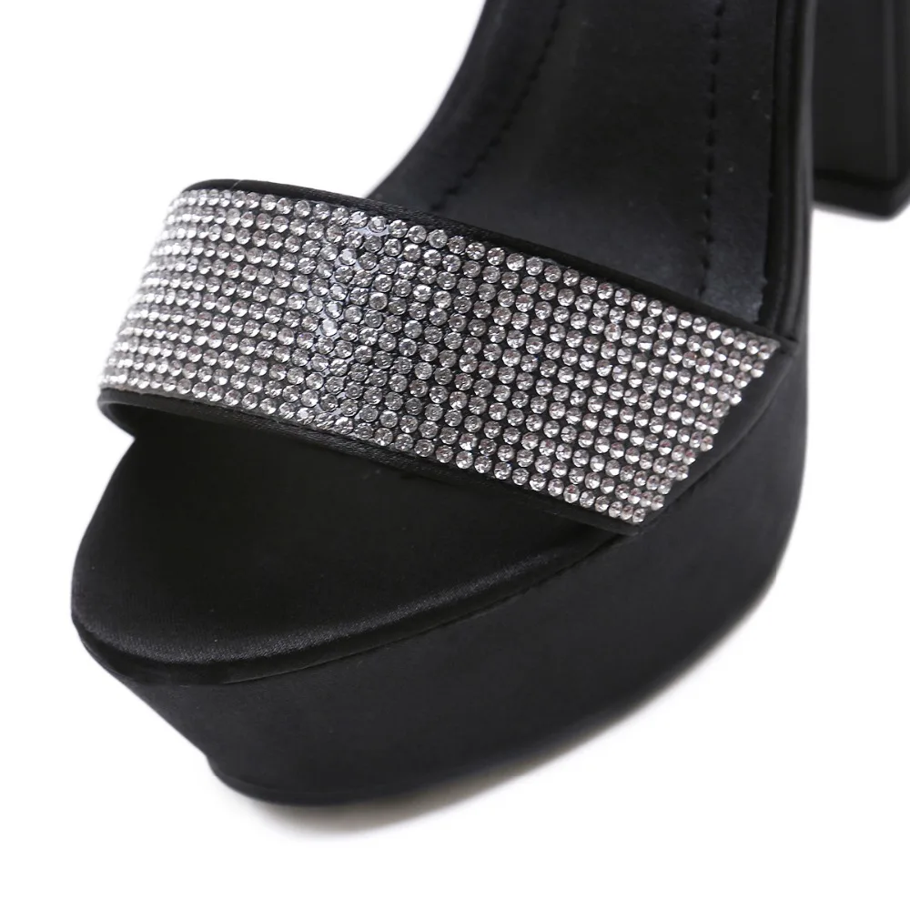 NIUFUNI/14 см сандалии на толстом высоком каблуке великолепный кристалл полоса женские туфли Для женщин Лодочки на платформе Вечерние Сандалии Вечерние и модельные босоножки