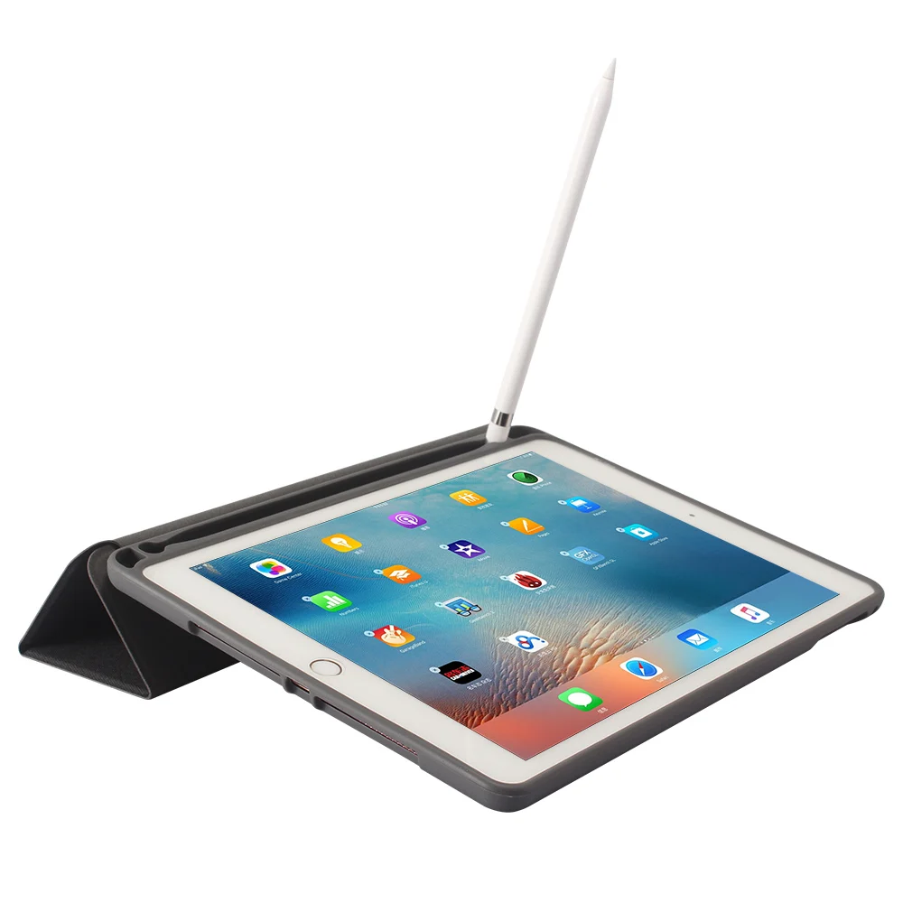 For iPad Pro 9.7 A1673 A1674 A1675 Tablet Tri fold Stand PU Denim 