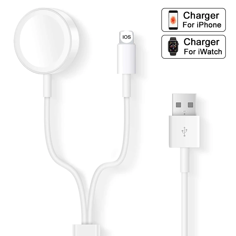 

Wireless Charger for Apple Watch Series 1/2/3/4 USB Magnetic Dock Fast Charging Mobile Phone Cable 2 in 1 For iPhone Charge Wire
