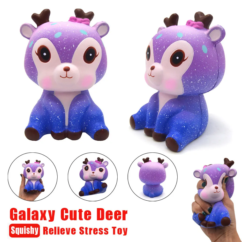

11cm Galaxy Deer Cream Scented Squishy Strap Kids sweet smelling and super kawai Toy Gift Squeeze Toys Cute Slow Rising