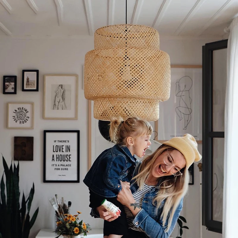 

Modern Pendant Ceiling Lamps LED Pendant Lights Bamboo Deco Pending Lighting Dining Living Room Bedroom Hanging Light Fixtures
